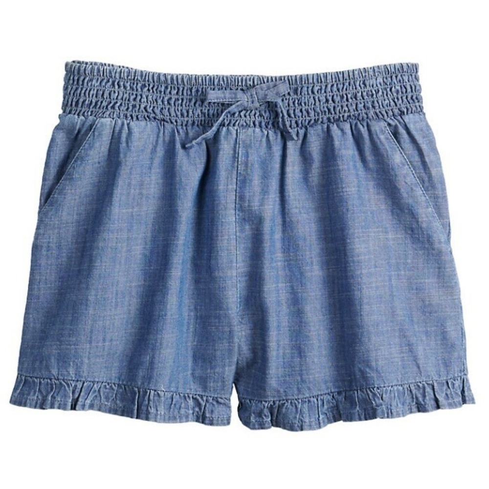 So Girls Smocked Waistband Ruffled Shorts Blue New with Tags XS 6/6X Mid Rise